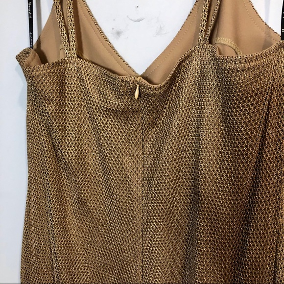 Joesph Ribkoff Gold Metallic Long Lace Dress - Picture 7 of 13